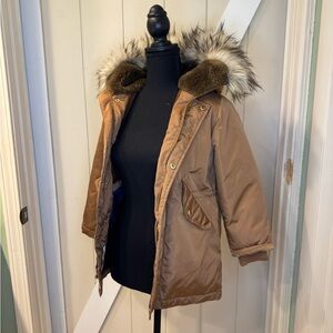 Crewcuts by J.Crew Boys Brown Winter Parka with Fur-Trimmed Hood Size 6/7